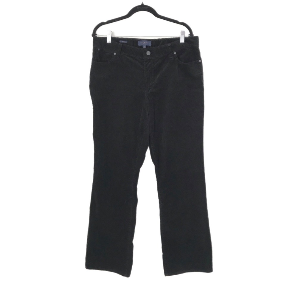 Talbots Women's Corduroy Pants Size 14 Black High Rise Straight Leg Curvy